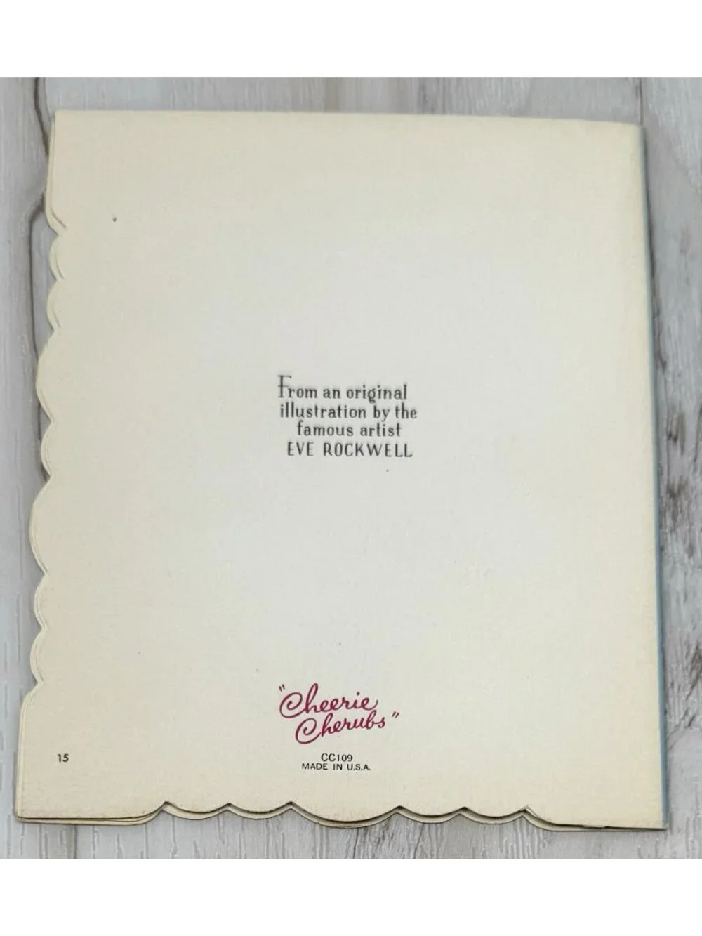 VTG UNUSED Christmas Card Artist EVE ROCKWELL Cheerie Cherubs Music Box CC109